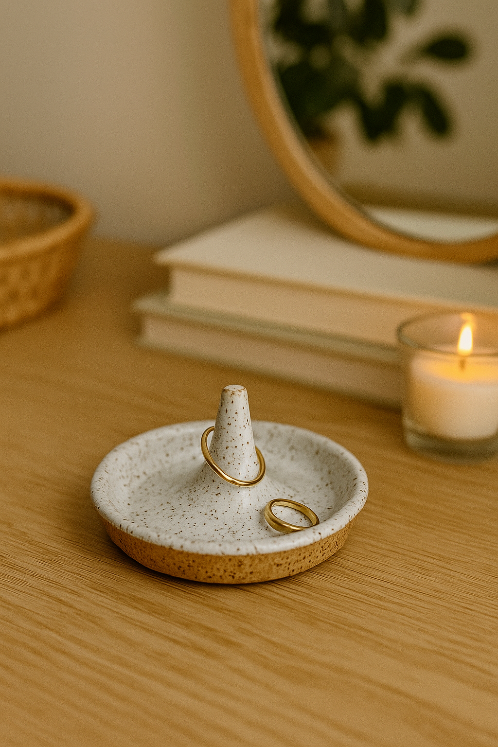 White Ceramic Ring cone Jewelry holder