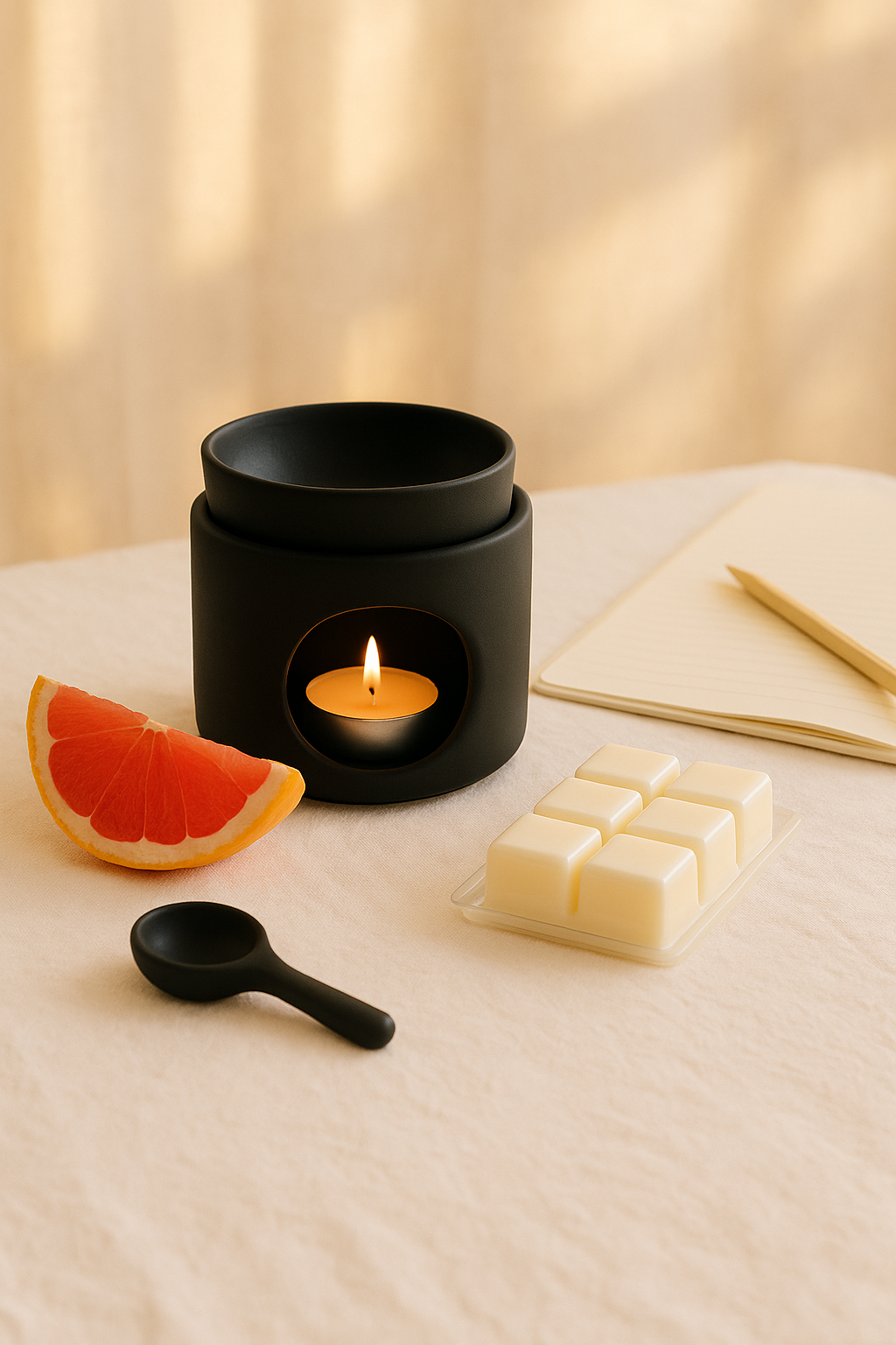 Golden Dusk Ritual Gift Set | Ceramic White Wax melt Burner with scented wax melt
